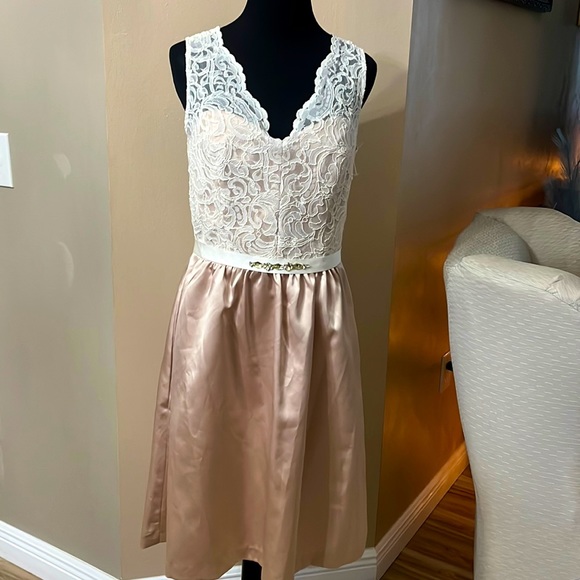 After Six Dresses & Skirts - New After Six Satin and Lace Cocktail Pocket Dress size 12 but fits like an 8